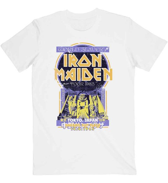 Iron Maiden: Powerslave Japan Flyer - White T-Shirt