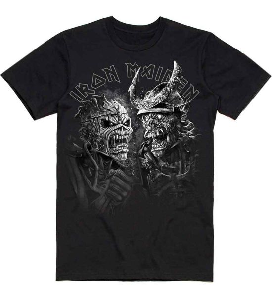 Iron Maiden: Senjutsu Large Grayscale Heads - Black T-Shirt