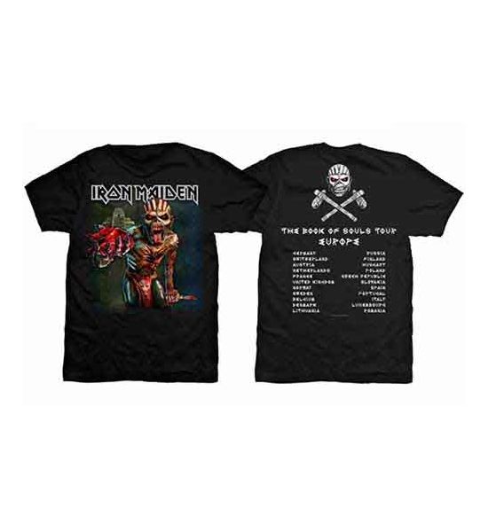 Iron Maiden: The Book of Souls European Tour V.1 (Back Print) - Black T-Shirt