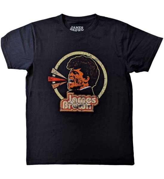 James Brown: Circle & Logo - Black T-Shirt