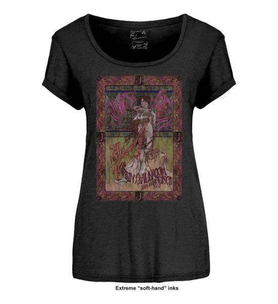 Janis Joplin: Avalon Ballroom '67 (Soft Hand Inks) - Ladies Black T-Shirt