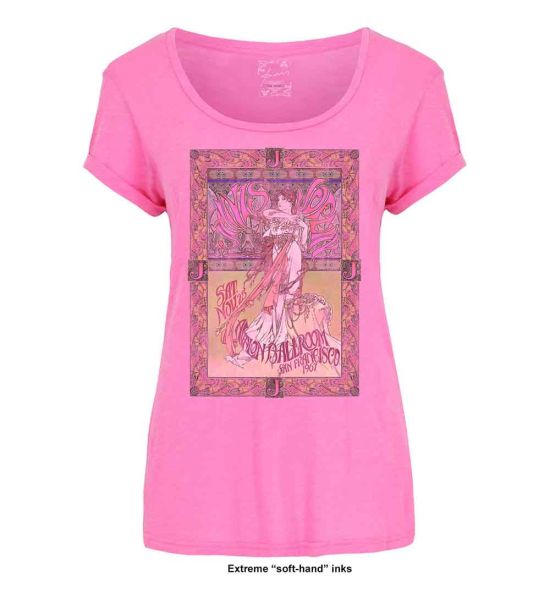 Janis Joplin: Avalon Ballroom '67 (Soft Hand Inks) - Ladies Pink T-Shirt