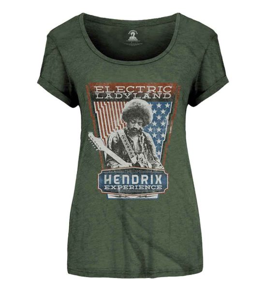 Jimi Hendrix: Electric Ladyland - Ladies Green T-Shirt