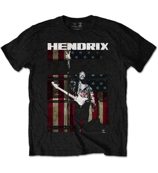 Jimi Hendrix: Peace Flag - Black T-Shirt