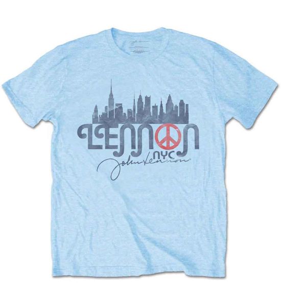 John Lennon: NYC Skyline - Light Blue T-Shirt