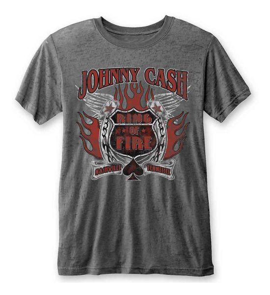 Johnny Cash: Ring of Fire (Burnout) - Charcoal Grey T-Shirt