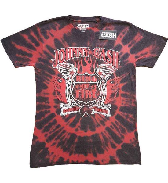 Johnny Cash: Ring of Fire (Dip Dye, Dye Wash) - Red T-Shirt