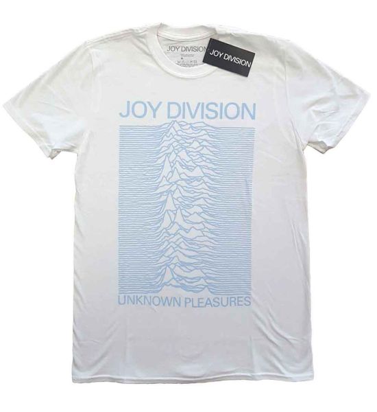 Joy Division: Unknown Pleasures Blue on White - White T-Shirt