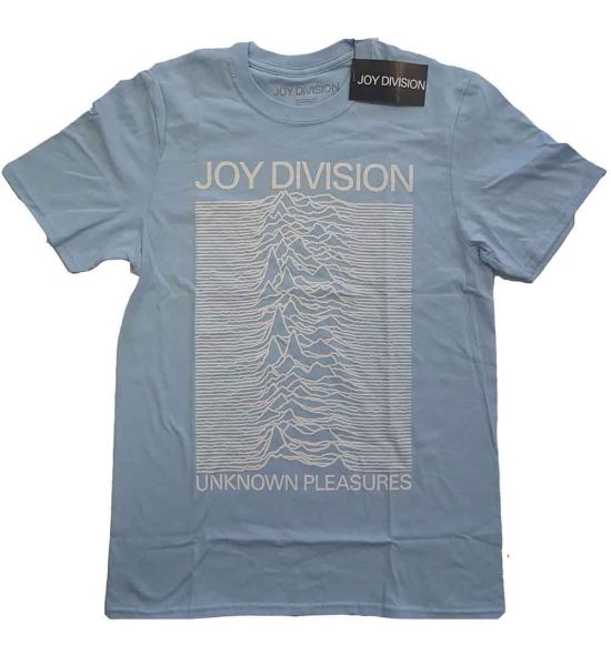 Joy Division: Unknown Pleasures White On Blue - Light Blue T-Shirt