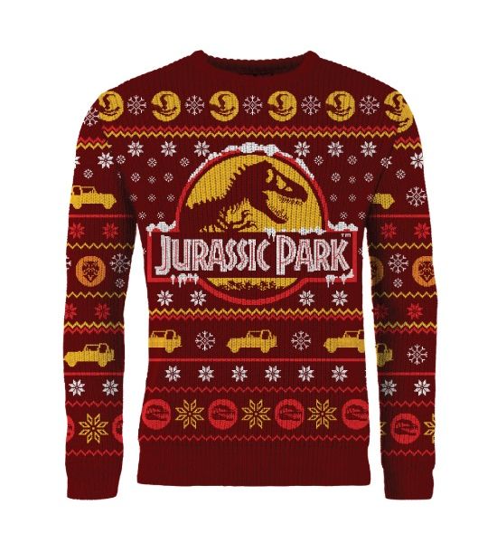 Buy the Jurassic Park Red Ugly Christmas Sweater Free Shipping Merchoid