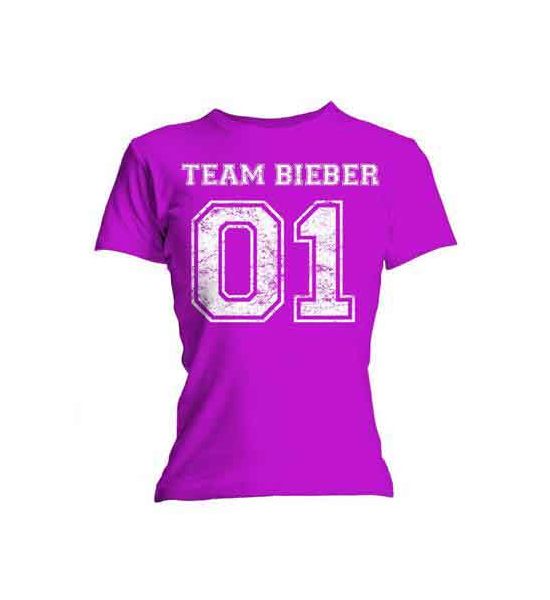 Justin Bieber: Team Bieber (Skinny Fit) - Ladies Fuchsia Pink T-Shirt