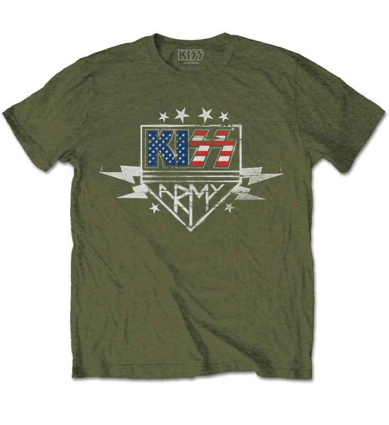 KISS: Army Lightning - Military Green T-Shirt