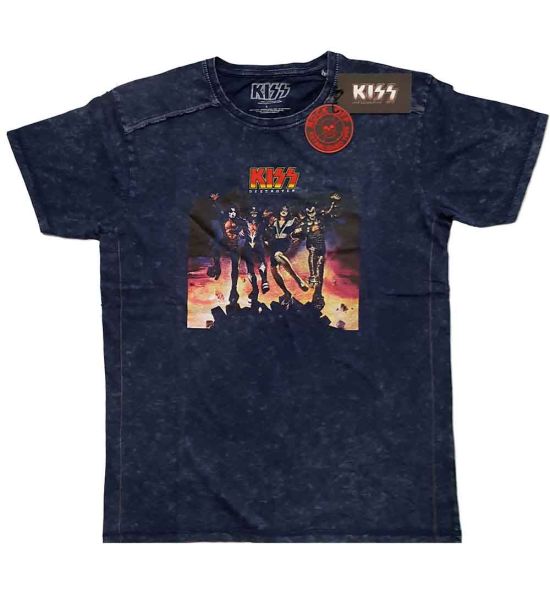 KISS: Destroyer (Snow Wash, Dye Wash) - Navy Blue T-Shirt