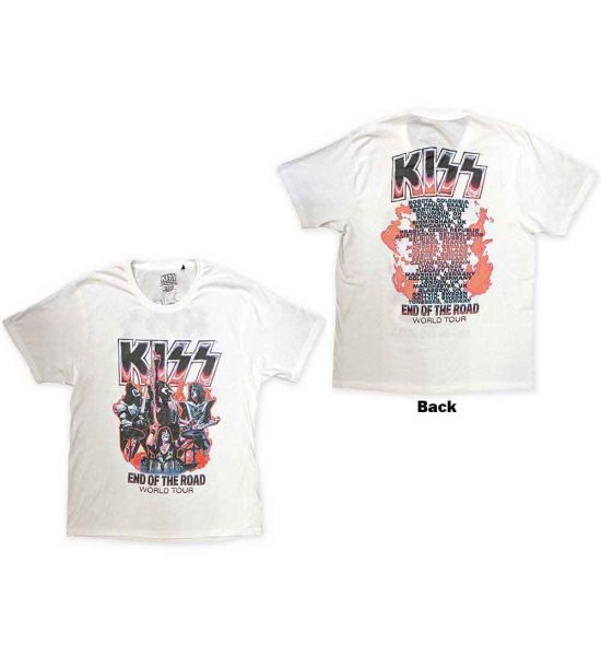 KISS: End Of The Road Band Playing (Back Print) - White T-Shirt