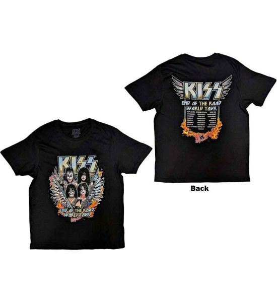 KISS: End Of The Road Wings (Back Print) - Black T-Shirt