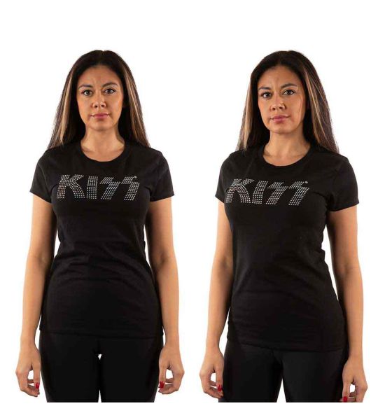 KISS: Logo (Embellished) - Ladies Black T-Shirt