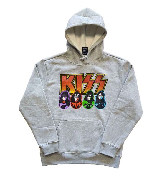 KISS: Logo, Faces & Icons - Grey Pullover Hoodie