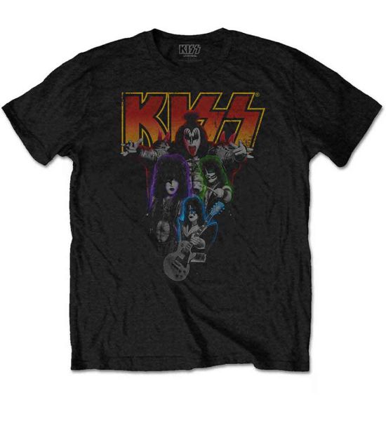 KISS: Neon Band - Black T-Shirt