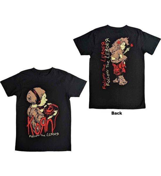 Korn: Follow The Leader (Back Print) - Black T-Shirt