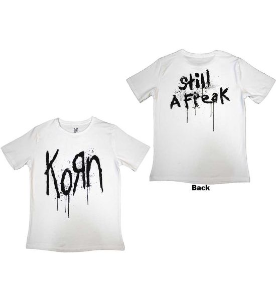 Korn: Still A Freak (Back Print) - Ladies White T-Shirt