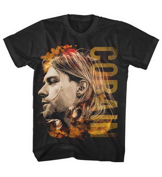 Kurt Cobain: Coloured Side View - Black T-Shirt