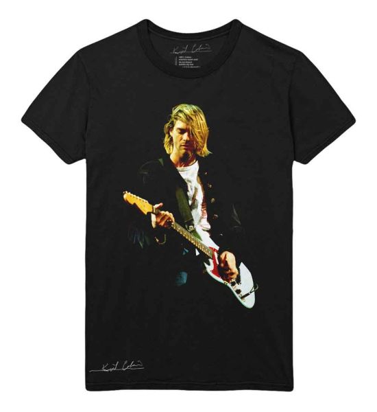 Kurt Cobain: Guitar Photo Colour - Black T-Shirt