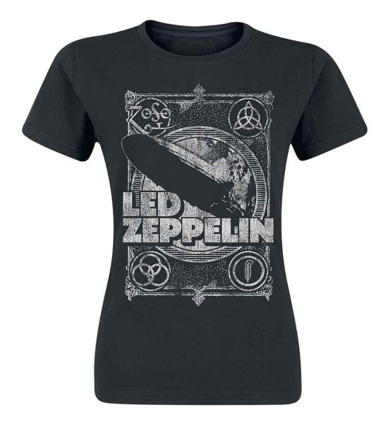 Led Zeppelin: Vintage Print LZ1 - Ladies Black T-Shirt