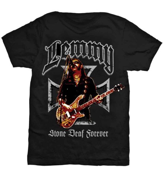 Lemmy: Iron Cross Stone Deaf Forever - Black T-Shirt