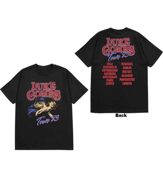 Luke Combs: Tour '23 Smashing Beer (Back Print) - Black T-Shirt