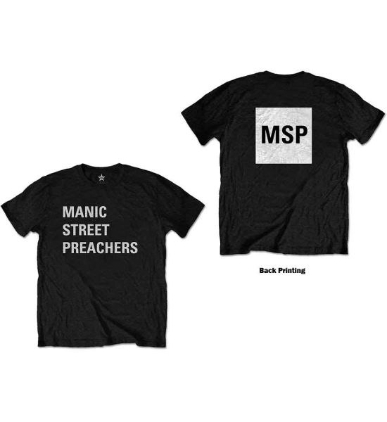 Manic Street Preachers: Block Logo (Back Print) - Black T-Shirt