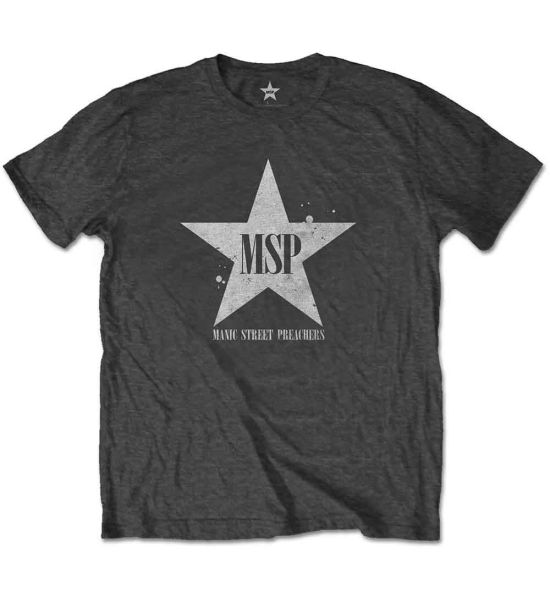 Manic Street Preachers: Classic Distressed Star - Charcoal Grey T-Shirt