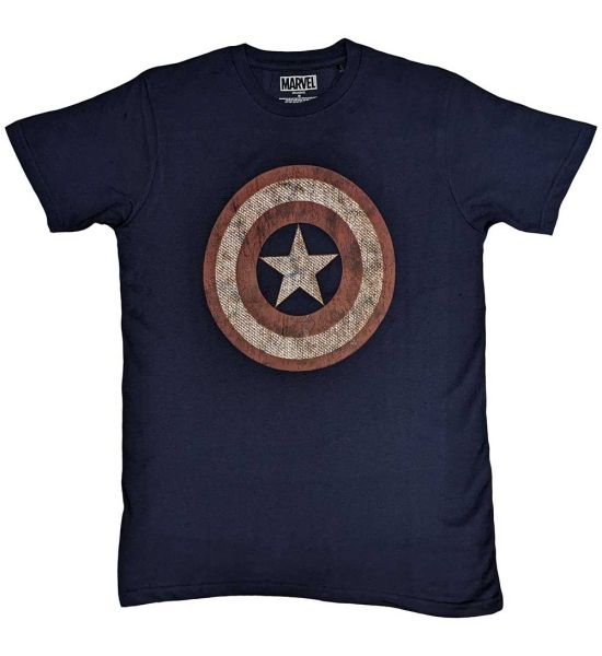 Marvel Comics: Captain America Embroidered Shield - Blue T-Shirt