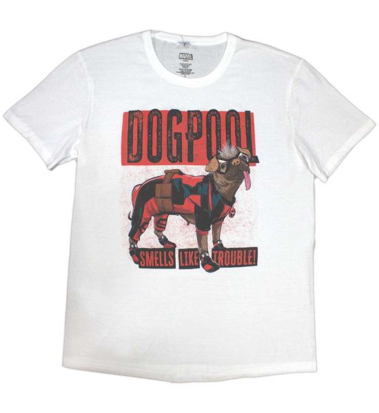 Marvel Comics: Deadpool Dogpool Smells Like Trouble - White T-Shirt