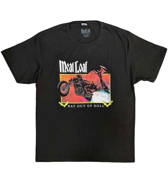 Meat Loaf: Bat Out Of Hell Rectangle - Charcoal Grey T-Shirt