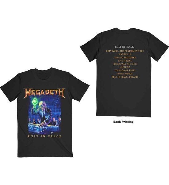 Megadeth: Rust In Peace Track list (Back Print) - Black T-Shirt