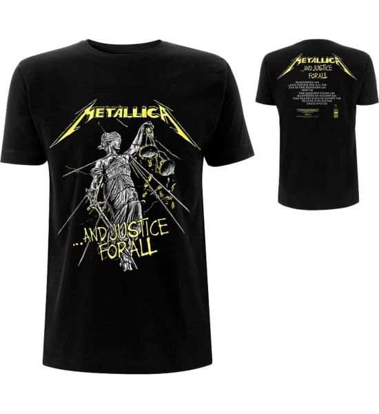 Metallica: And Justice For All Tracks (Back Print) - Black T-Shirt