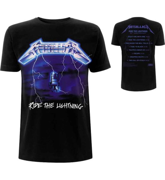 Metallica: Ride The Lightning Tracks (Back Print) - Black T-Shirt