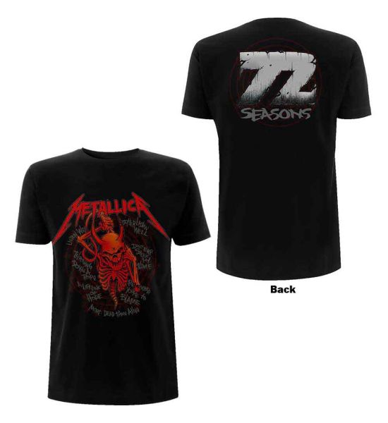 Metallica: Skull Screaming Red 72 Seasons (Back Print) - Black T-Shirt