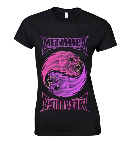 Metallica: Yin Yang Purple - Ladies Black T-Shirt