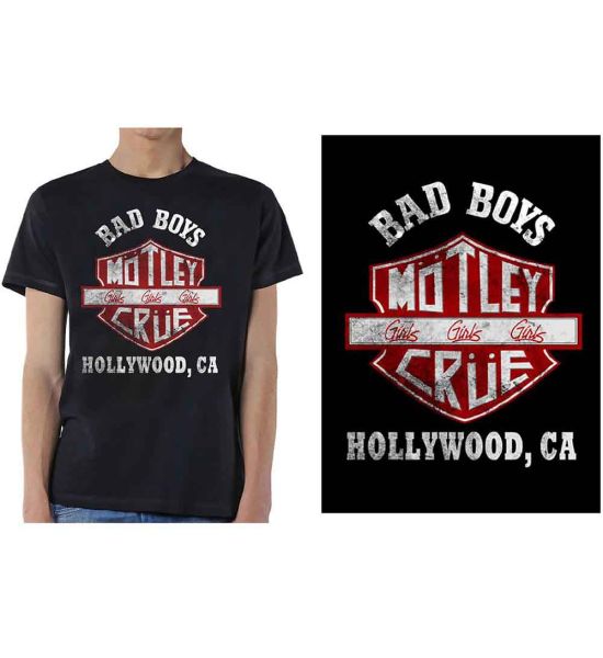 Motley Crue: Bad Boys Shield - Black T-Shirt