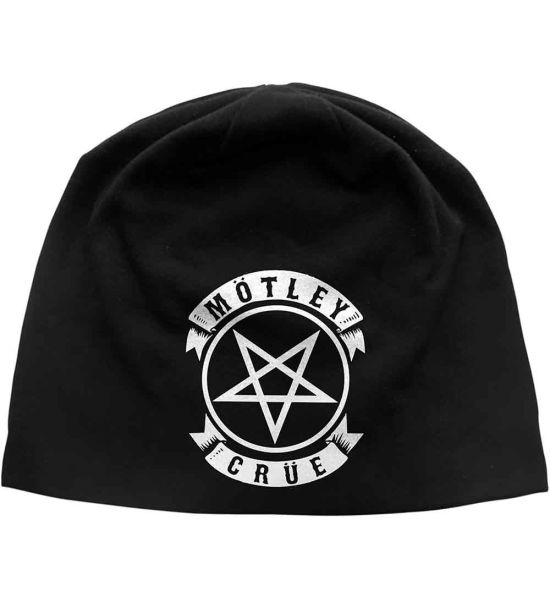 Motley Crue: Pentagram (Discharge Print) - Black Beanie Hat Preorder