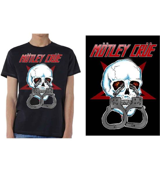 Motley Crue: Skull Cuffs 2 - Black T-Shirt