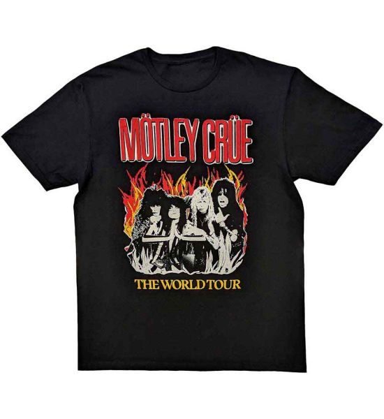 Motley Crue: Vintage World Tour Flames - Black T-Shirt