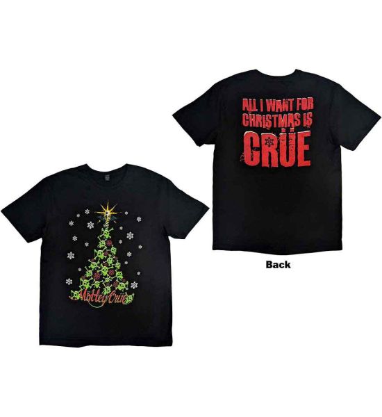 Motley Crue: Xmas Crue (Back Print) - Black T-Shirt