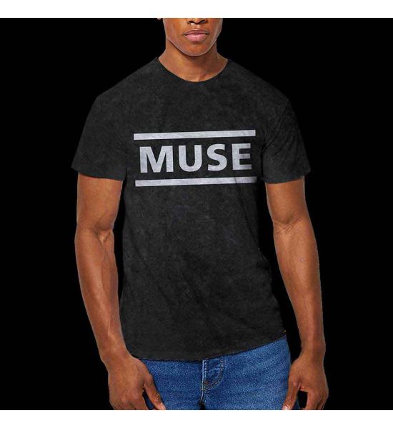 Muse: Logo (Dip Dye, Mineral Wash, Dye Wash) - Black T-Shirt