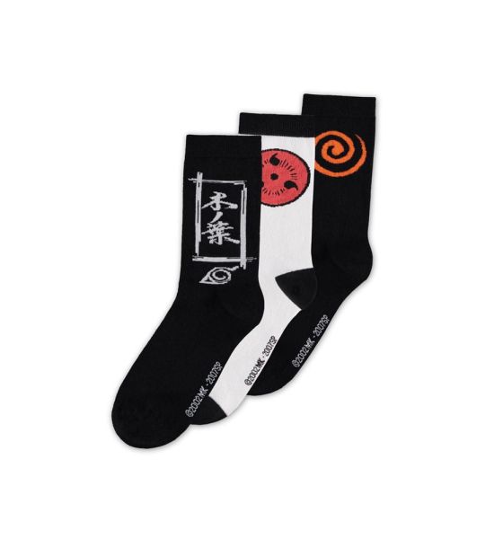 Naruto Shippuden: Sasuke Symbol Socks 3-Pack (43-46)