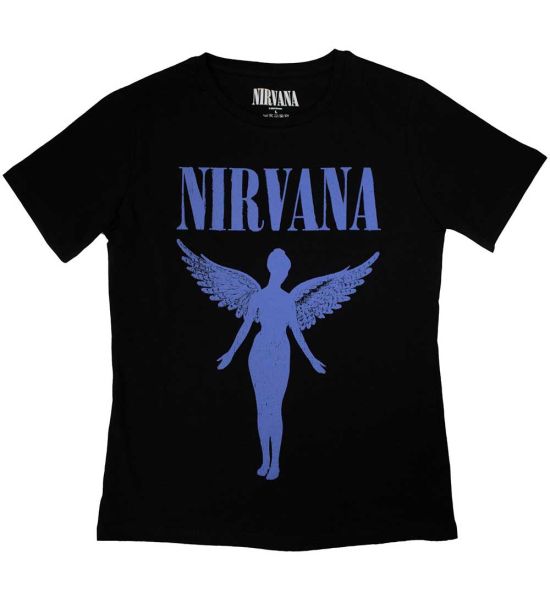 Nirvana: Angelic Blue Mono - Ladies Black T-Shirt