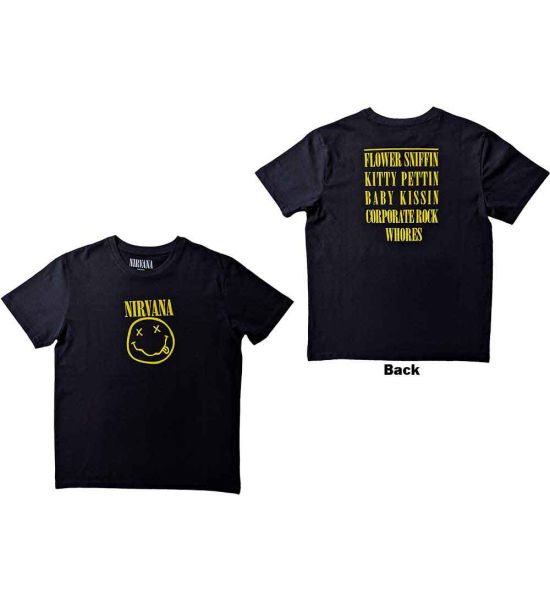 Nirvana: Flower Sniffin (Back Print) - Black T-Shirt