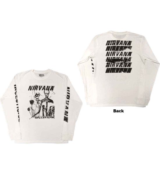 Nirvana: Incesticide (Back Print, Sleeve Print) - White Long Sleeve T-Shirt