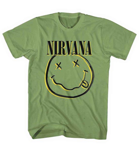 Nirvana: Inverse Happy Face - Green T-Shirt